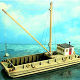 Sea Port kit: H130  73' Open Barge w/Cabin, Mast & Boom Kit - HO Scale - L: 10" W: 3 1/2"