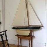 Vintage ANTIQUE WORKING POND BOAT est. circa 1890-1930 Excellent cond. Height: 66". Fabulous window display! - Image 2