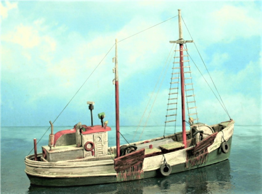 Sea Port kit: H118 HO 65' Fishing Dragger Kit - L: 9” W: 2 ½”, qty. 1 - Sea  Port Model Works