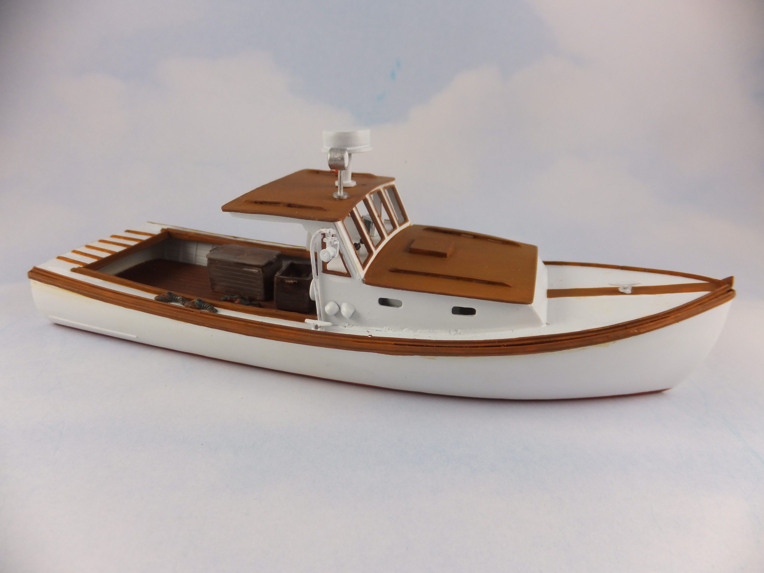 Sea Port kit: H134W O Scale 32' Lobster Boat - Craftsman Kit-Laser Cut  Superstructure - L: 8 inches W: 2 1/2 inches - Sea Port Model Works