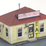 1034-H  Harry's Luncheonette A typical small Mom-n-Pop type roadside diner. A Mount Blue HO scale, laser kit.