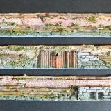 M590 Breakwater Wall - 24 contiguous inches - 3 pieces - resin - HO or N scale - each inch different/connects to next piece -