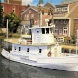 Sea Port kit: H133W HO Scale 65' Workboat lighter - Laser cut wood  superstructure craftsman kit - L: 8-1/2 W: 2-3/8 - Sea Port Model Works