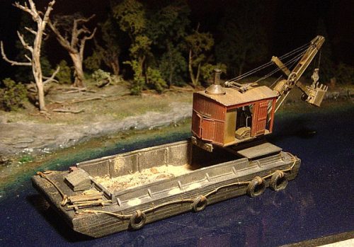 Chester Fesmire adapts his crane to our M96 HO Barge (we also have a smaller HO version the M44 HO barge).