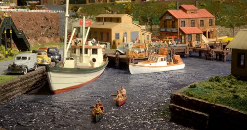 H134 O-Scale Lobster-Boat-harbor scene 